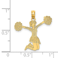 14k Cheerleader Jumping with Pom-Pom's Charm-C3555