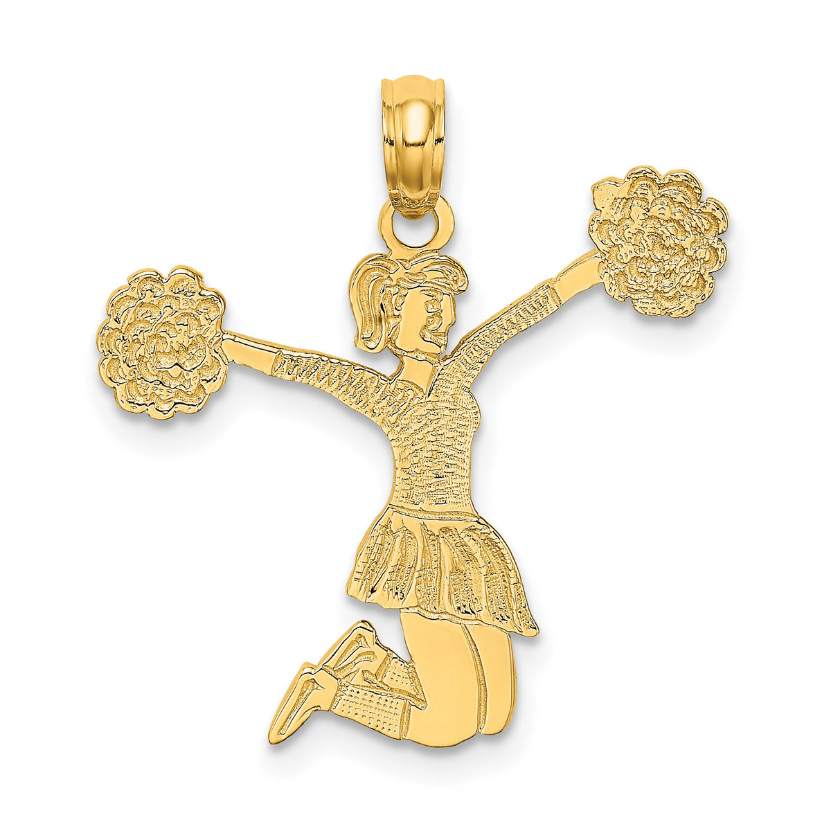 14k Cheerleader Jumping with Pom-Pom's Charm-C3555