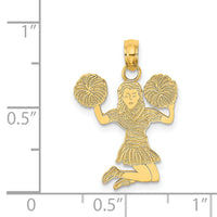 14k Cheerleader Jumping with Pom-Pom's Charm-C3556