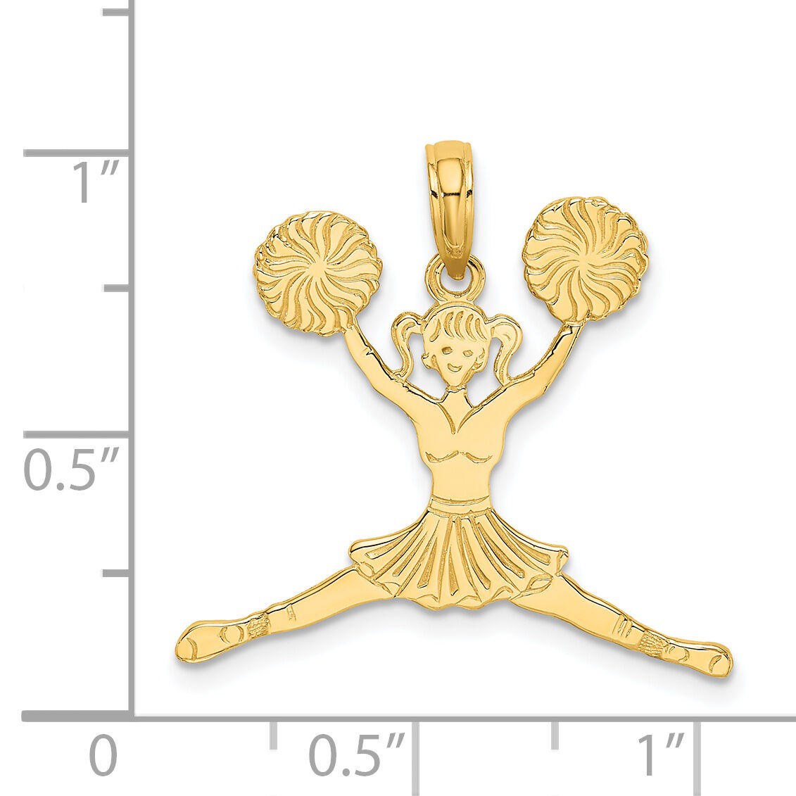 14k Cheerleader Jumping with Pom-Poms Charm-C3558
