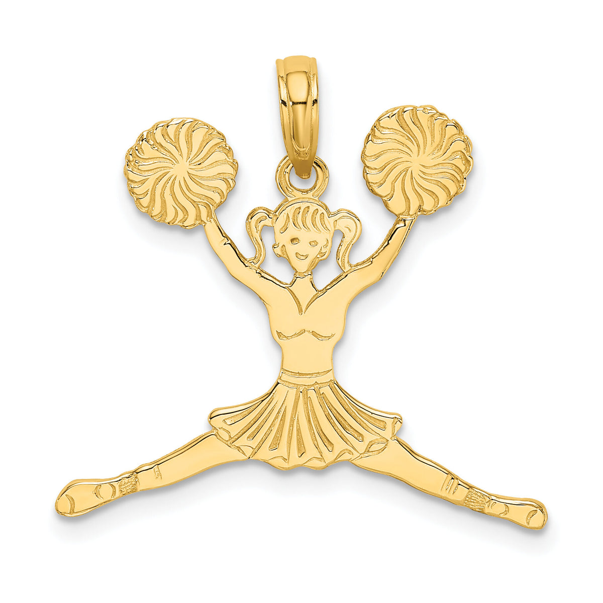14k Cheerleader Jumping with Pom-Poms Charm-C3558