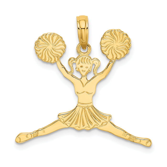 14k Cheerleader Jumping with Pom-Poms Charm-C3558