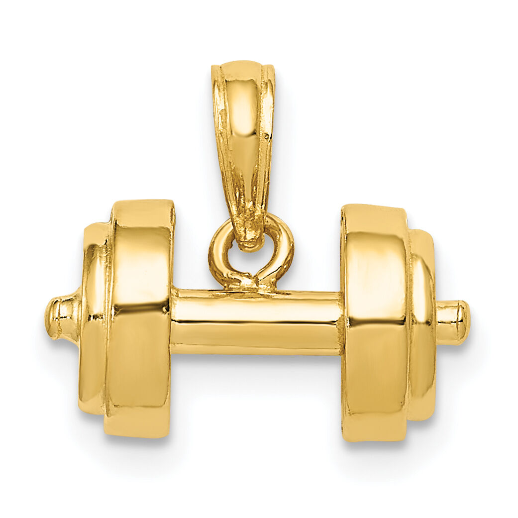 14k 3-D Single Barbell Pendant-C3562