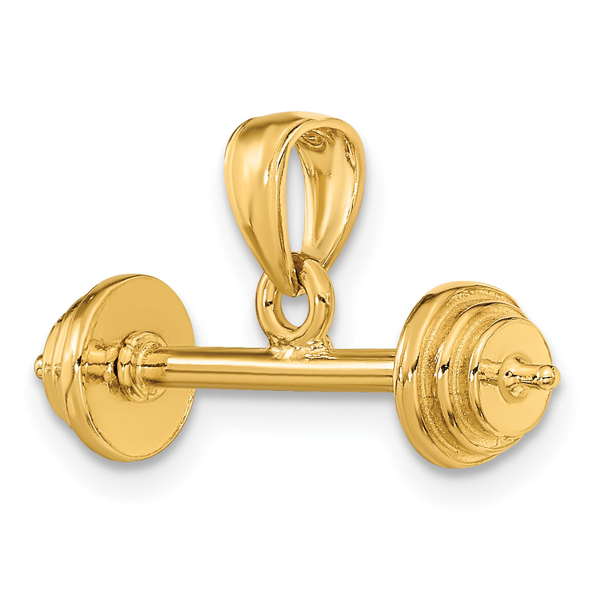 14k 3-D Barbell Pendant-C3563
