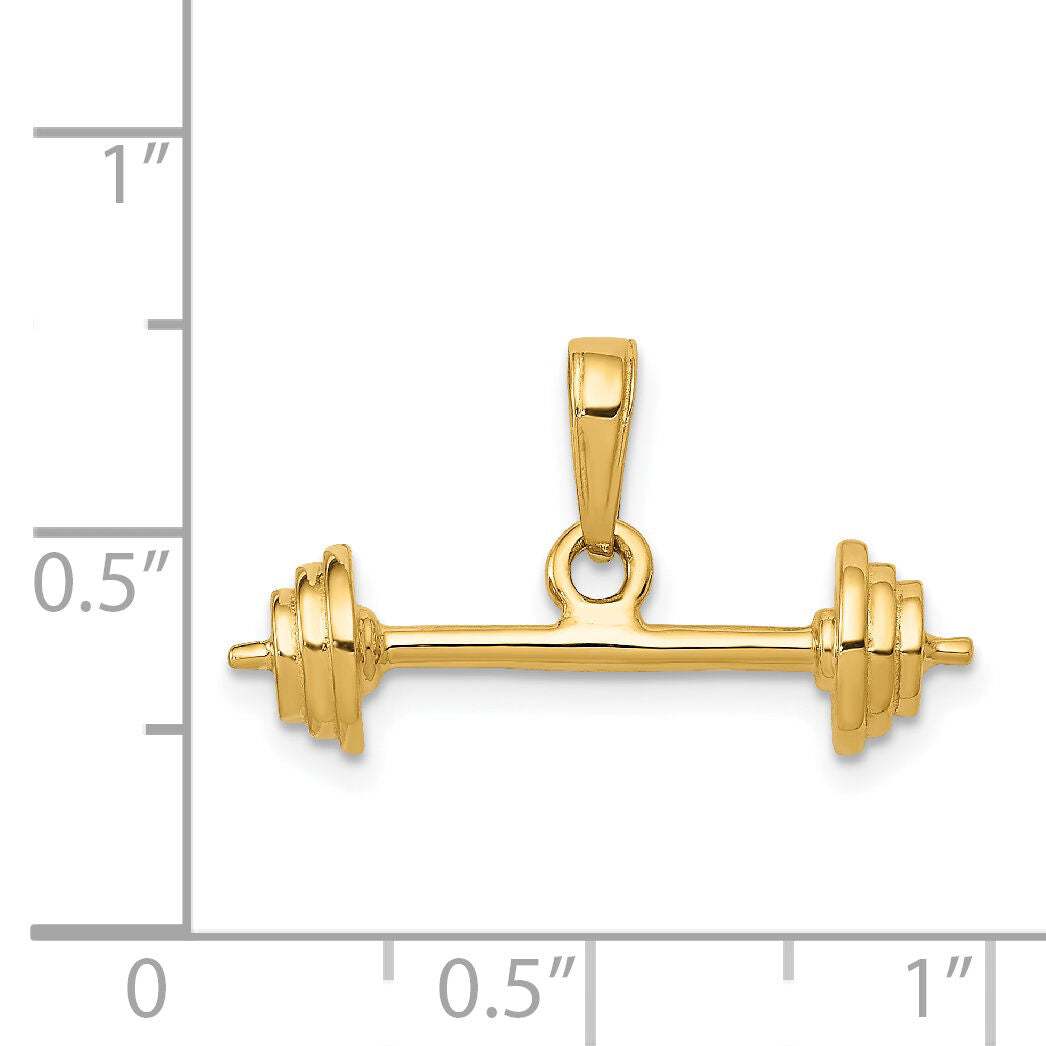 14k 3-D Barbell Pendant-C3563