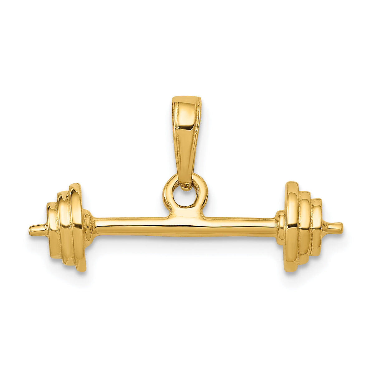 14k 3-D Barbell Pendant-C3563