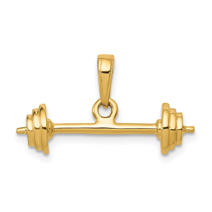 14k 3-D Barbell Pendant-C3563