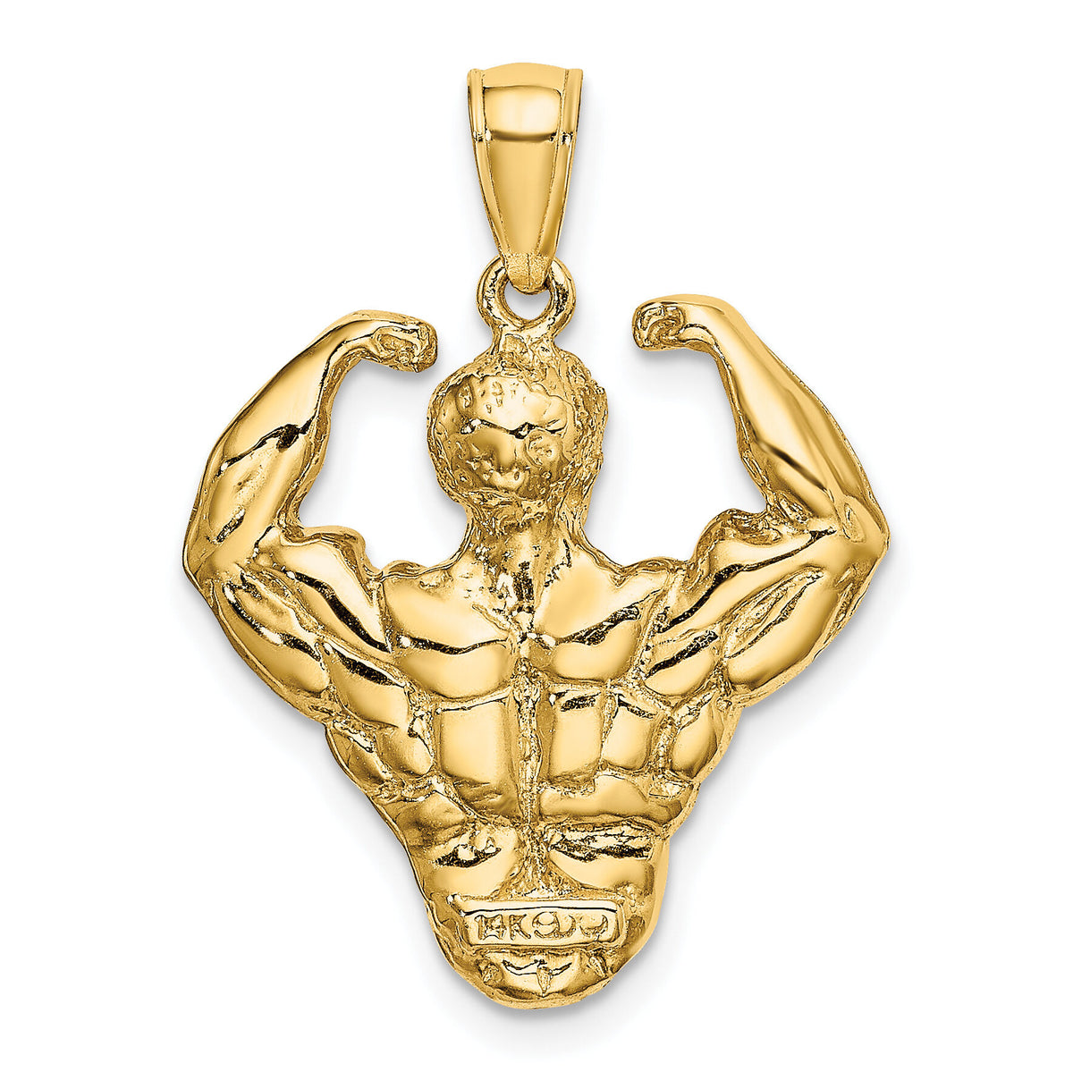 14k 3-D Bodybuilder Waist Up Pendant-C3564