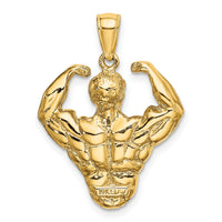 14k 3-D Bodybuilder Waist Up Pendant-C3564