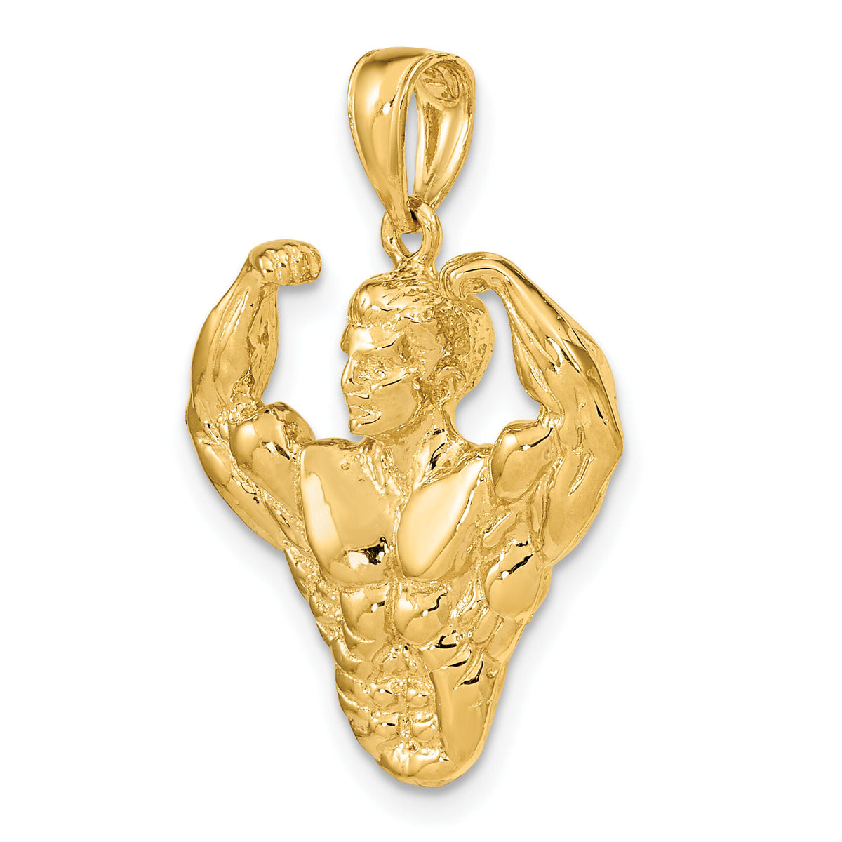 14k 3-D Bodybuilder Waist Up Pendant-C3564