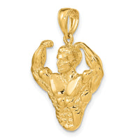 14k 3-D Bodybuilder Waist Up Pendant-C3564