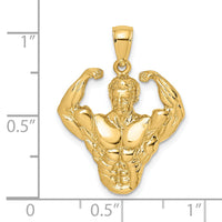 14k 3-D Bodybuilder Waist Up Pendant-C3564