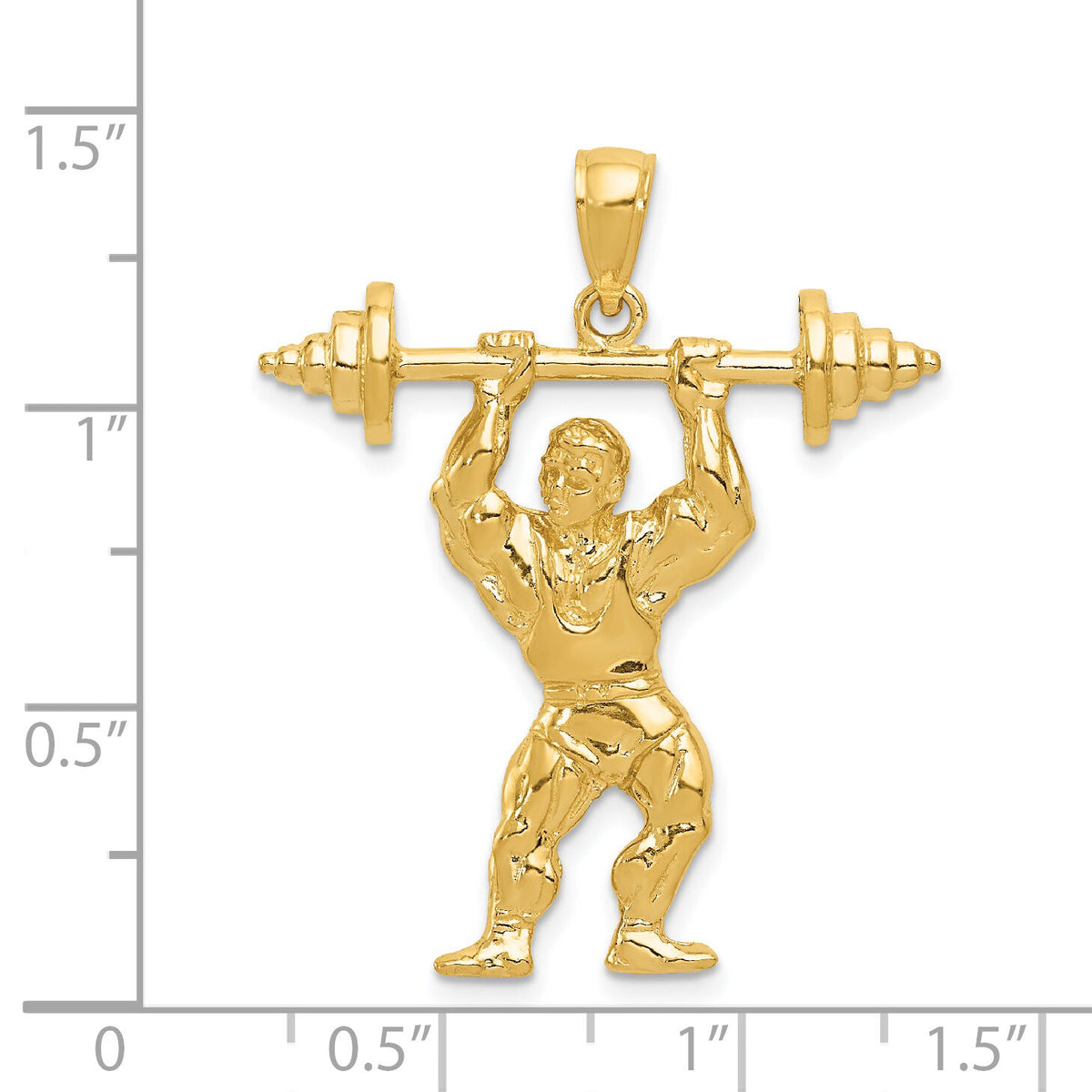 14k Bodybuilder with Weights Pendant-C3565