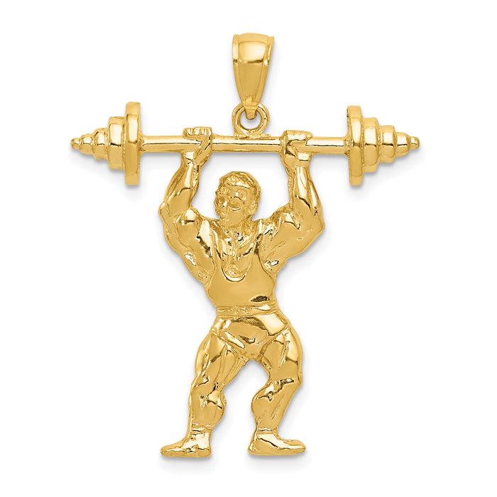 14k Bodybuilder with Weights Pendant-C3565