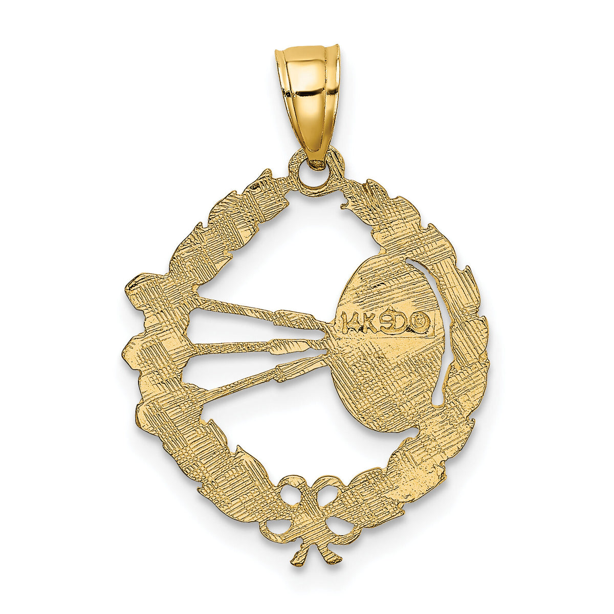14k Dart Board and Darts in Leaf Design Charm-C3570