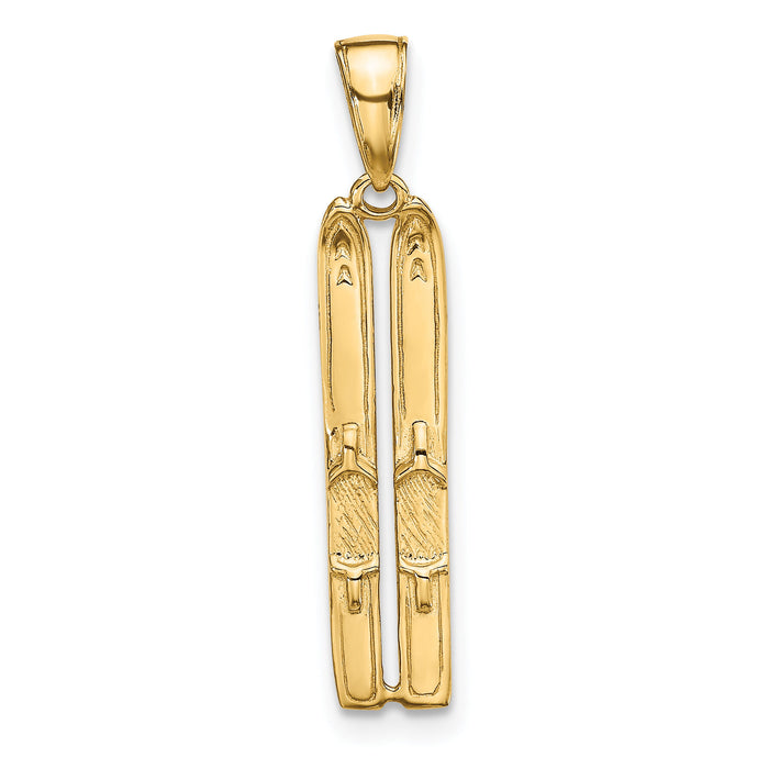 14k 3-D Snow Skis Pendant-C3576