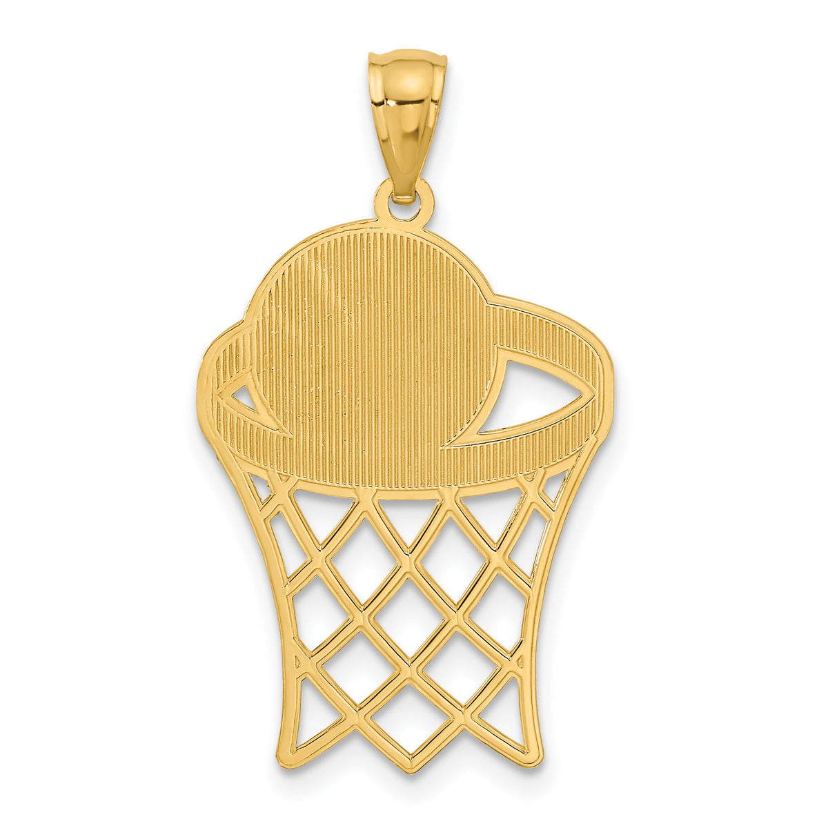 14k Basketball in Hoop Diamond Cut Pendant-C3584