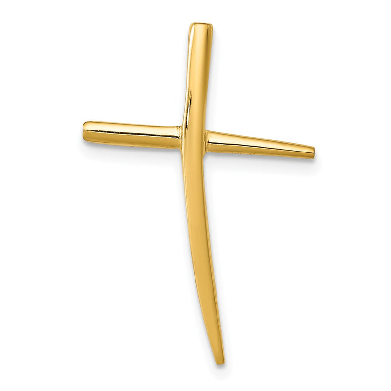 14K Polished Curved Cross Chain Slide-C3611