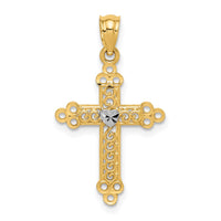 14k w/Rhodium Budded Cross Pendant-C3613