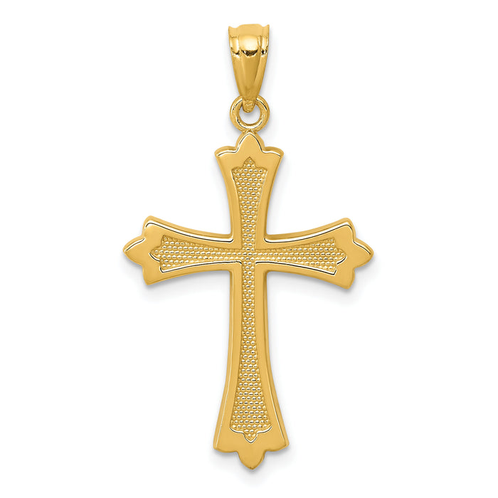 14k Fleur de Lis Cross Pendant-C3617