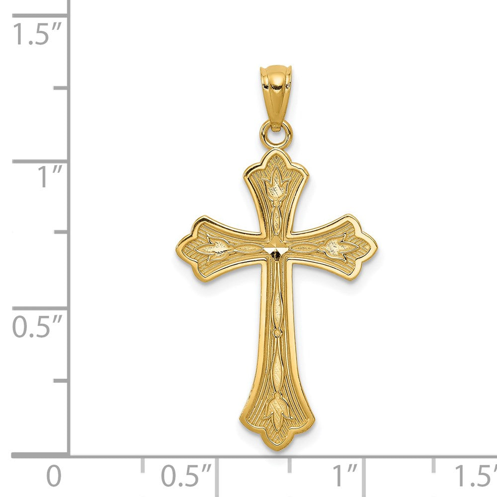 14k Diamond-cut Cross Pendant-C3618