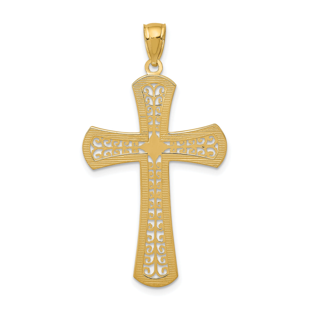 14k Diamond-cut Filigree Cross Pendant-C3621