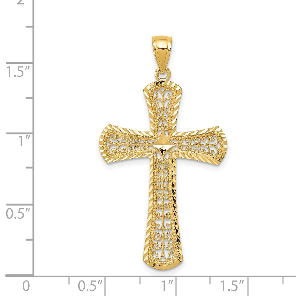14k Diamond-cut Filigree Cross Pendant-C3621
