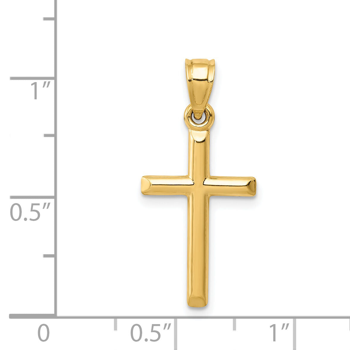 14k Polished Hollow Cross Pendant-C3623