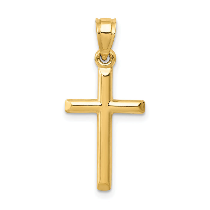 14k Polished Hollow Cross Pendant-C3623