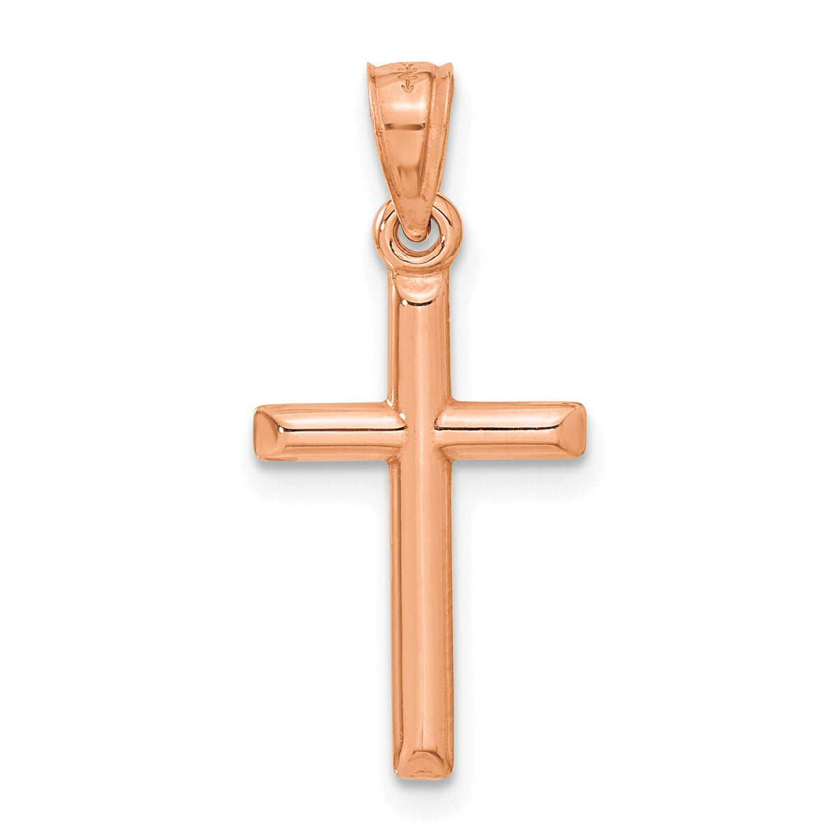 14k Rose Gold Polished Hollow Cross Pendant-C3623R