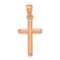 14k Rose Gold Polished Hollow Cross Pendant-C3623R