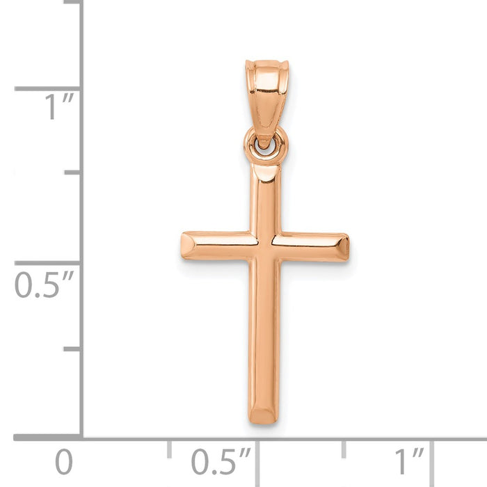 14k Rose Gold Polished Hollow Cross Pendant-C3623R