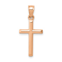 14k Rose Gold Polished Hollow Cross Pendant-C3623R