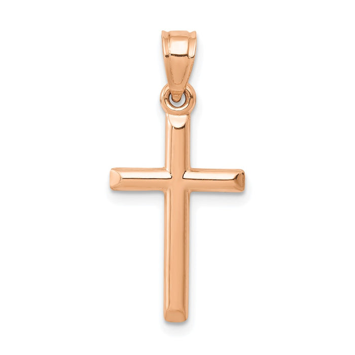 14k Rose Gold Polished Hollow Cross Pendant-C3623R