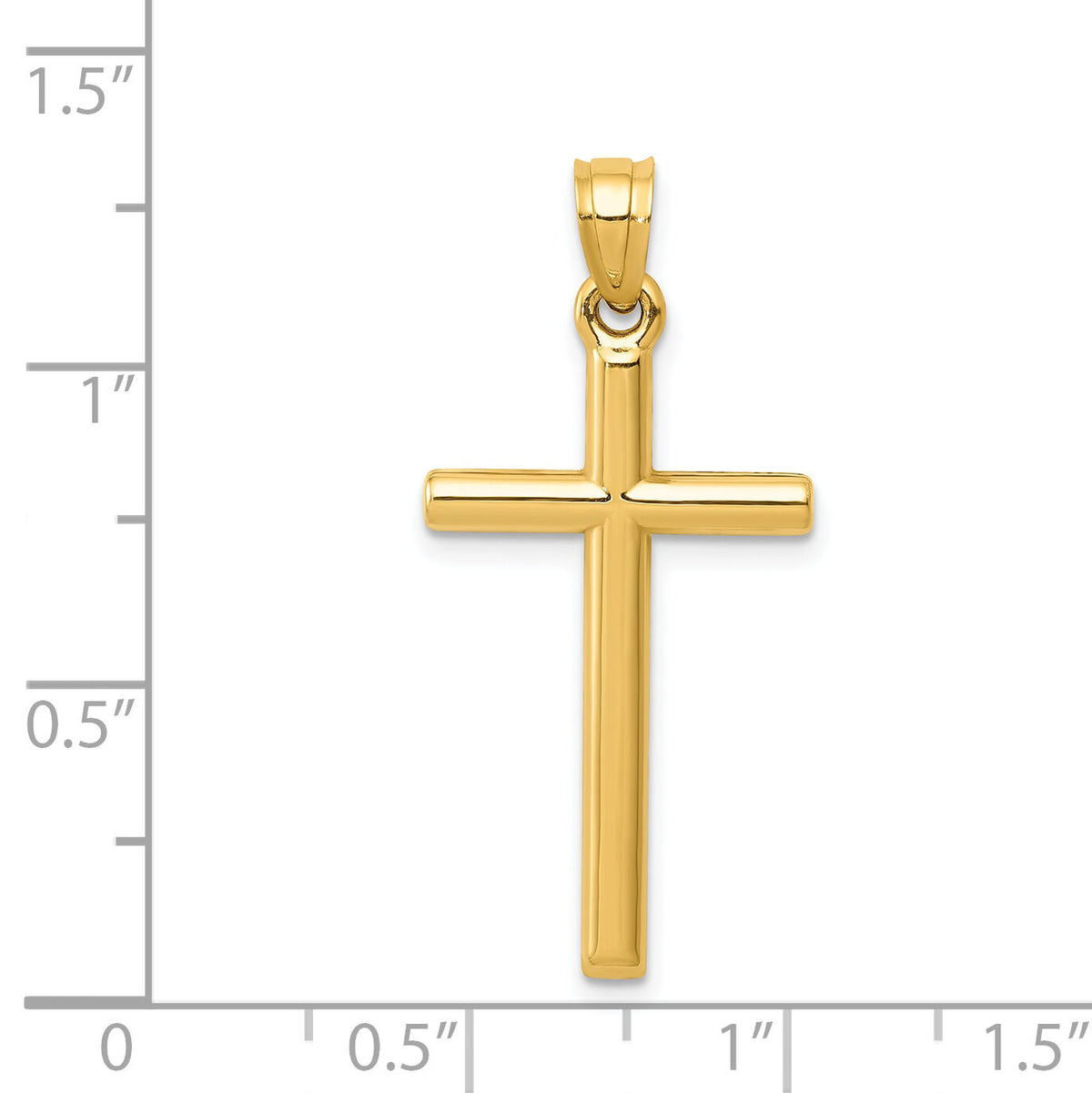 14k Polished Hollow Cross Pendant-C3625