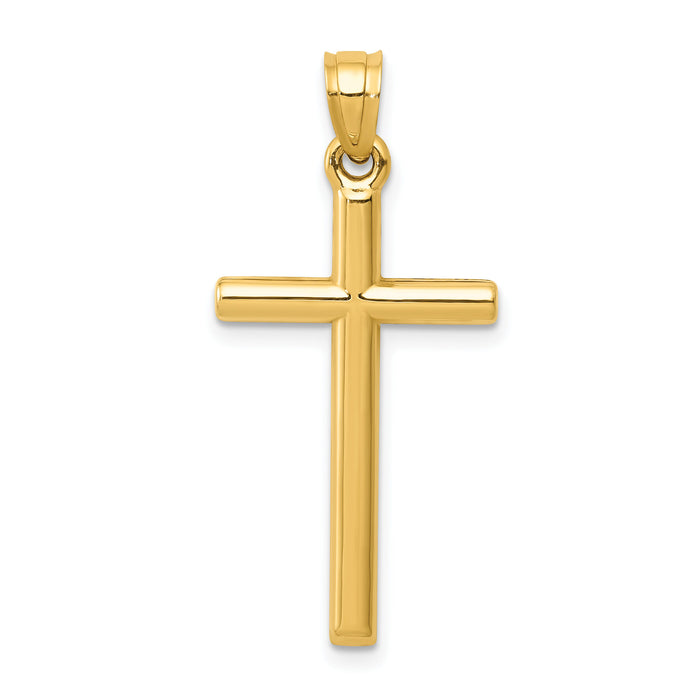14k Polished Hollow Cross Pendant-C3625
