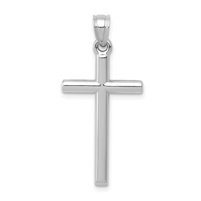 14k White Gold Polished Hollow Cross Pendant-C3625W