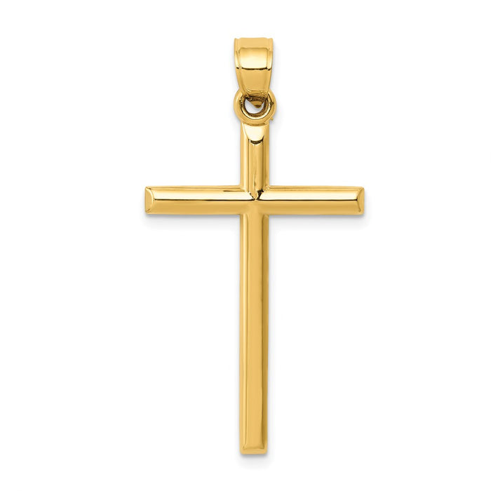 14k Polished Hollow Cross Pendant-C3626