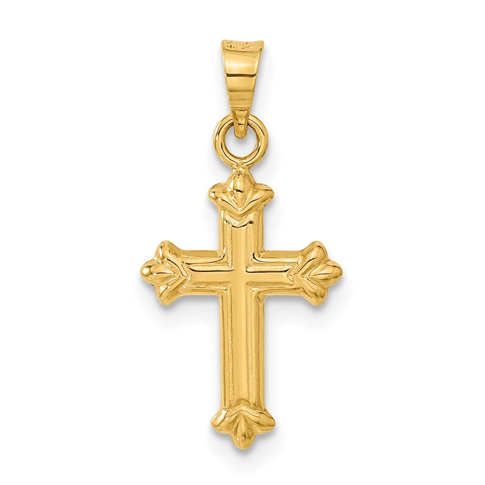14k Fleur de Lis Hollow Cross Charm-C3637
