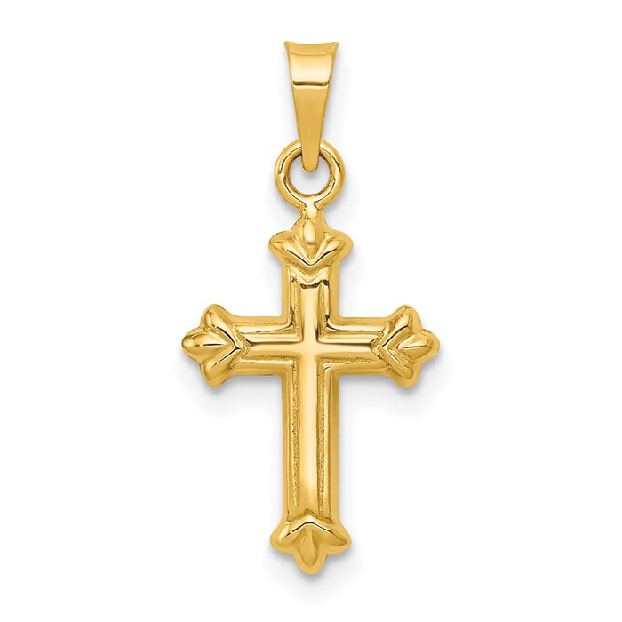 14k Fleur de Lis Hollow Cross Charm-C3637