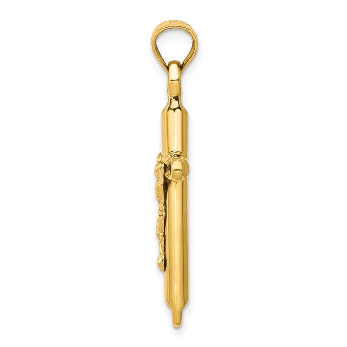 14k Hollow Crucifix Pendant-C3670