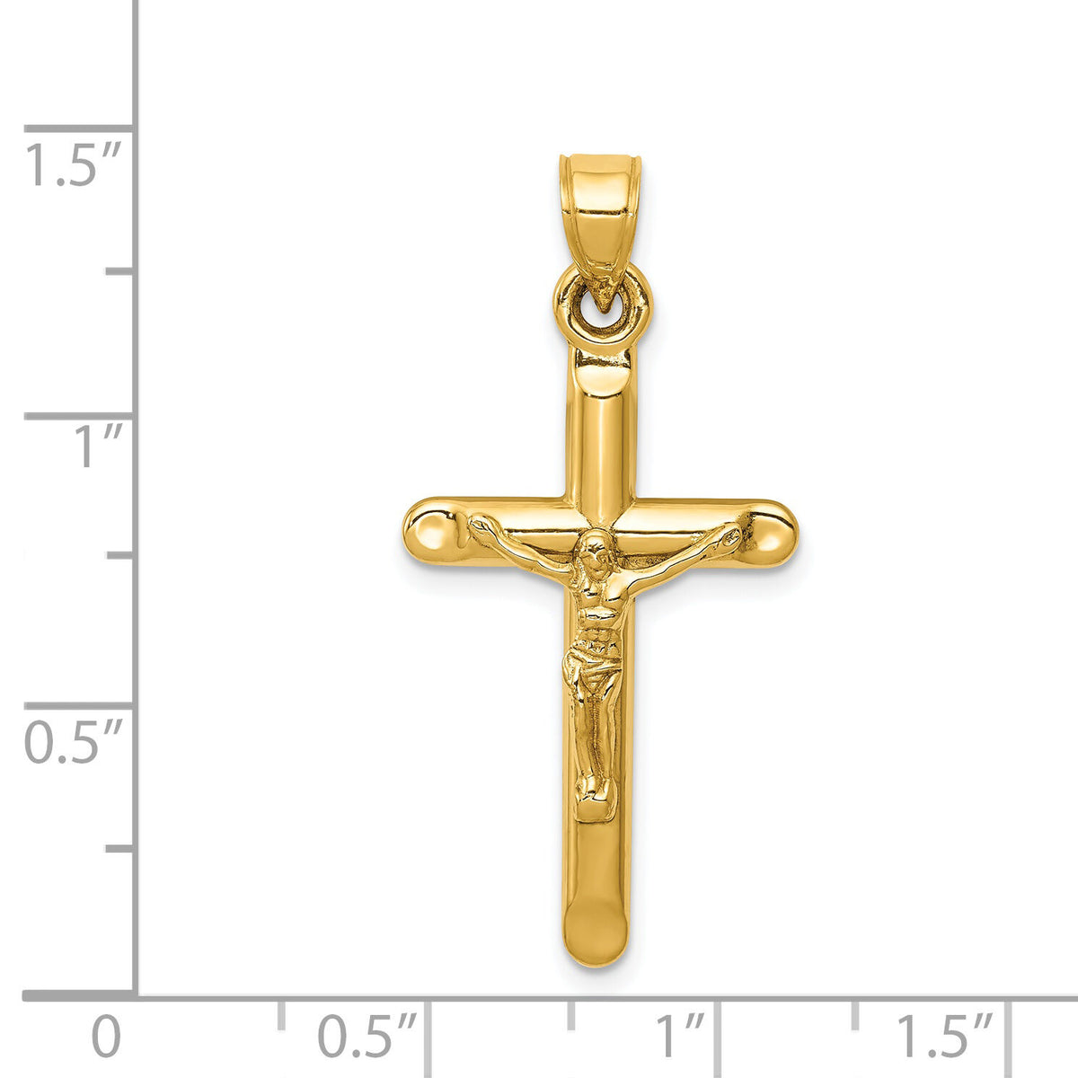14k Hollow Crucifix Pendant-C3670