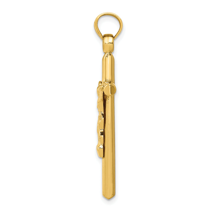 14k Hollow Crucifix Pendant-C3671