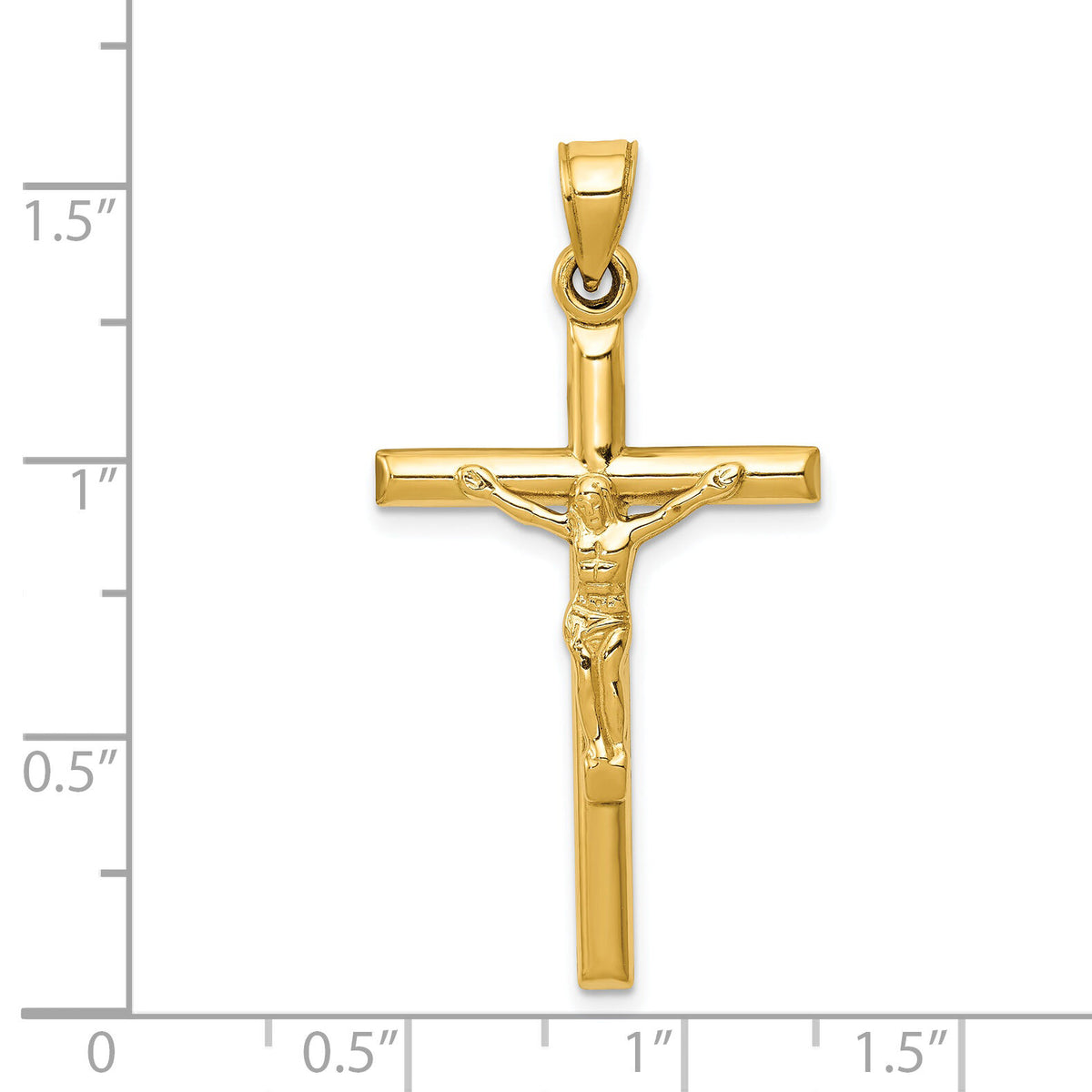 14k Hollow Crucifix Pendant-C3671