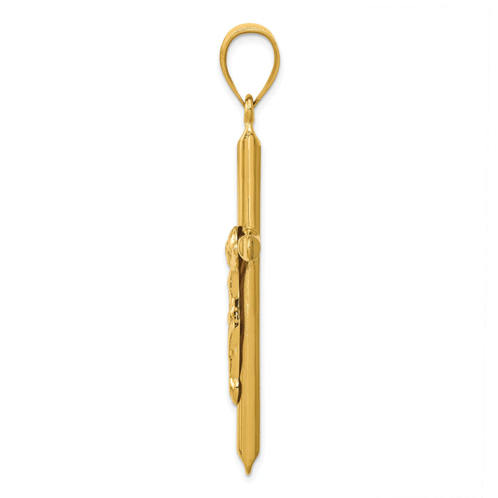 14k Polished Hollow Crucifix Pendant-C3672