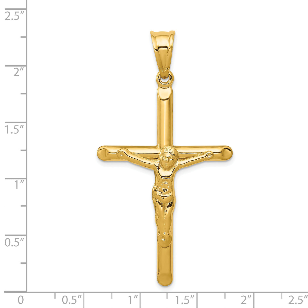 14k Polished Hollow Crucifix Pendant-C3672