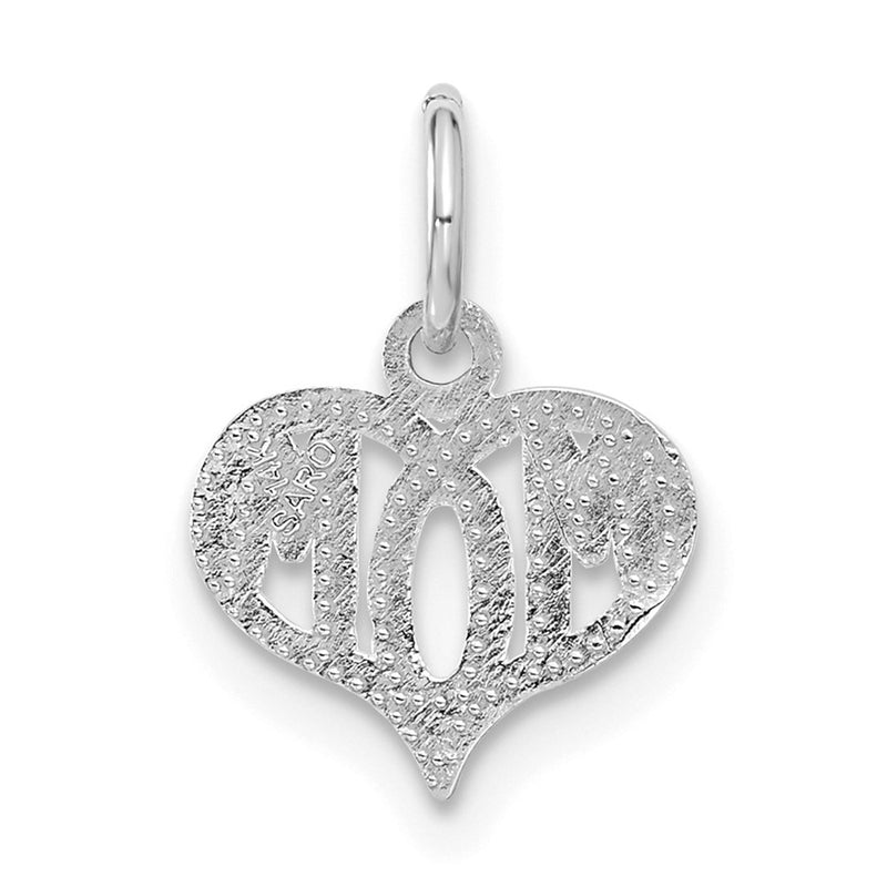 14k White Gold MOM Heart Charm-C368W