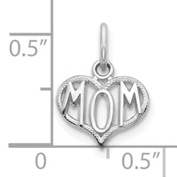 14k White Gold MOM Heart Charm-C368W