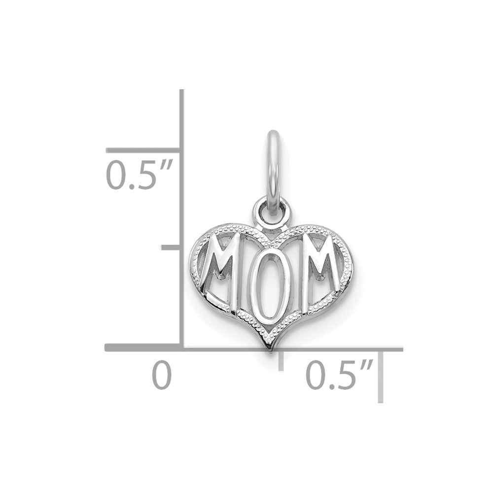 14k White Gold MOM Heart Charm-C368W