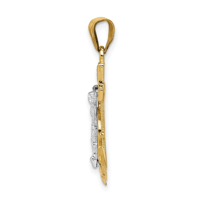 14k Two-tone Diamond-cut Mariner's Crucifix Pendant-C3714
